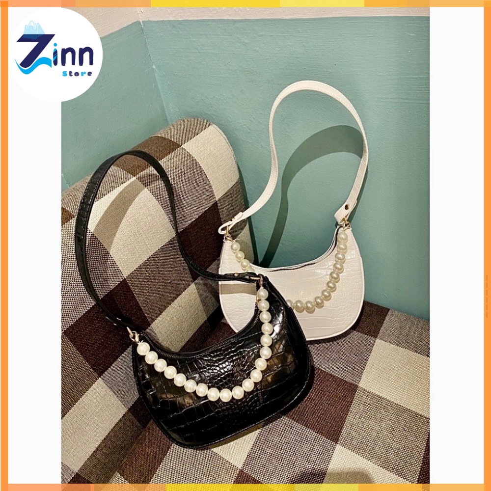 Túi Kẹp Nách Túi Xách Nữ Xách Tay Dáng Bầu Da Vân Trơn tặng Dây Ngọc Xinh Xắn Z88