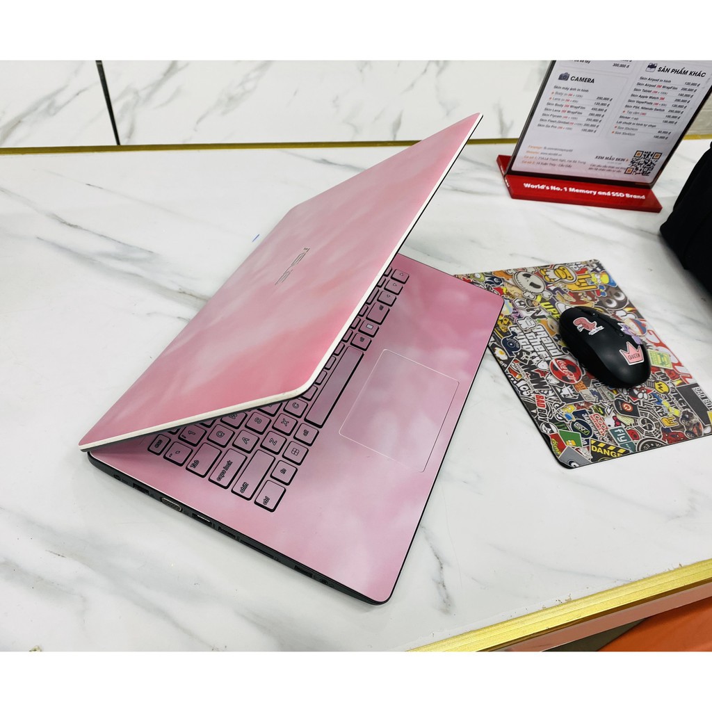Laptop Asus X453 Ram 4Gb Skin Hồng Cute Mỏng nhẹ Tặng Chuột + Balo