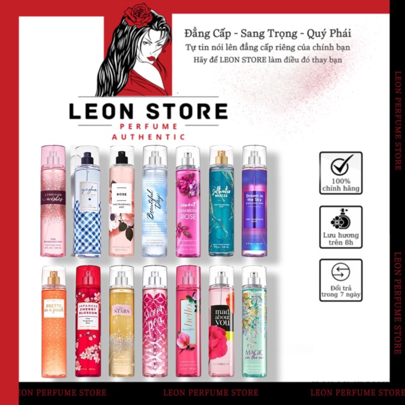 💎LEON💎 [ Bill Mỹ ] [10ml ]  Xịt thơm toàn thân bodymist Bath & Body Works