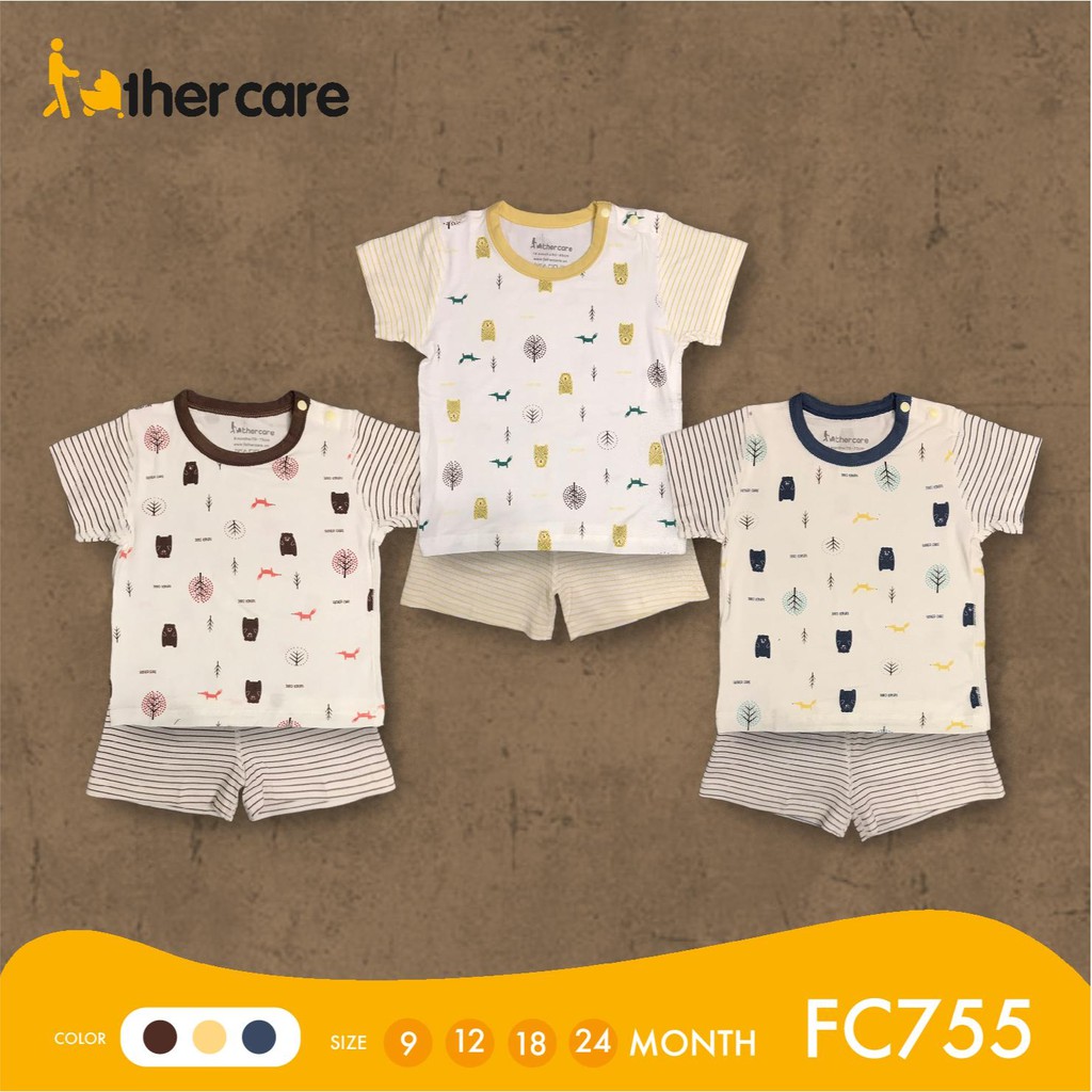 Bộ Quần áo trẻ em FatherCare Cài vai CT - Gấu trắng và Gấu cáo (HT - Kẻ) FC782 FC755