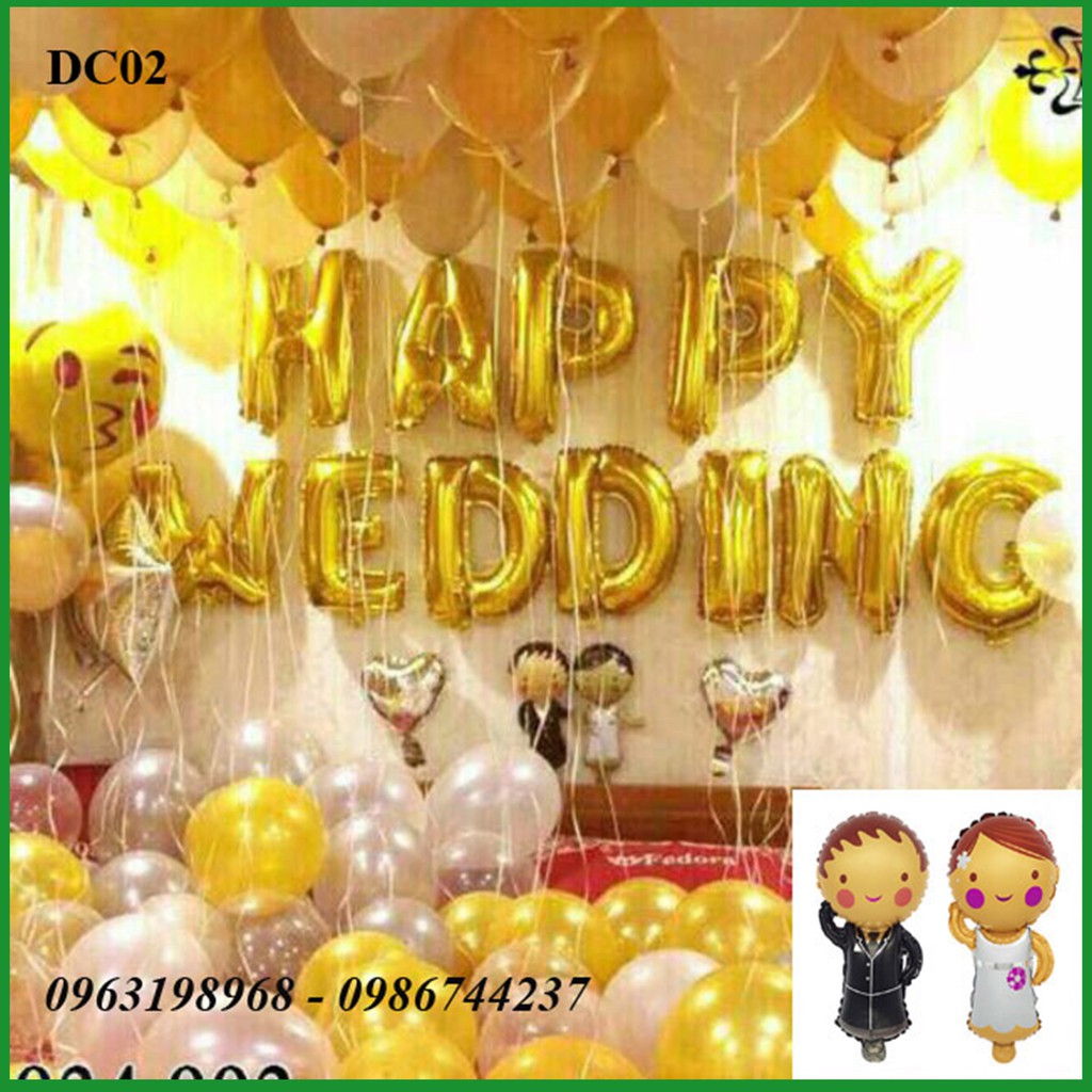 Set Bóng Trang Trí Phòng Tân Hôn Kèm Bóng Nhũ MÃ DC02