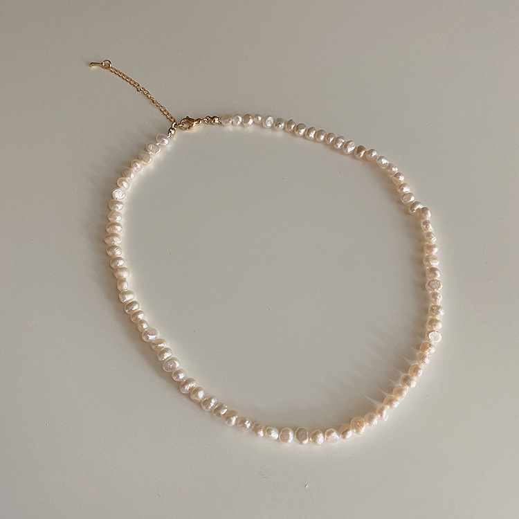 Vòng cổ ngọc nước ngọt hạt méo 18K