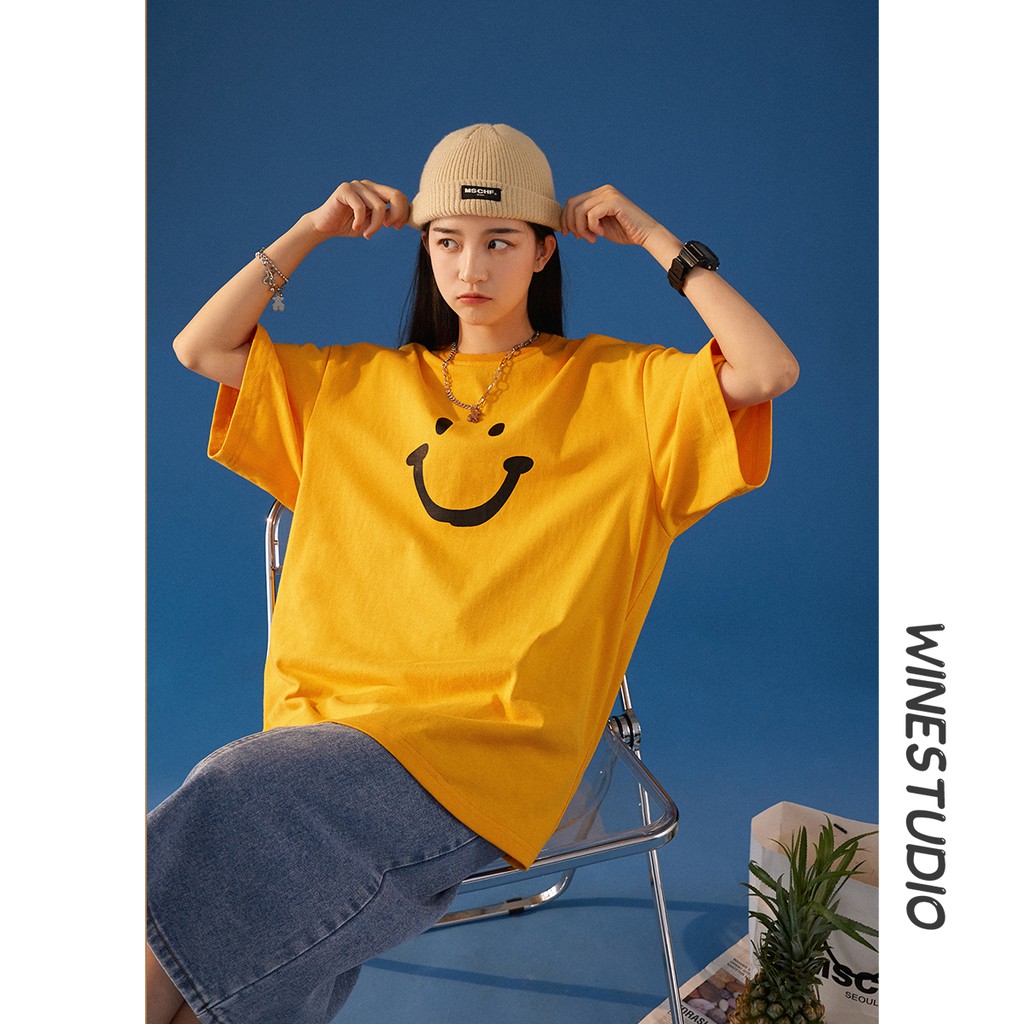 Áo thun UNISEX Form rộng nam nữ MẶT CƯỜI, Áo thun brand 2021.