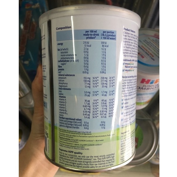 Sữa bột dinh dưỡng HiPP 3 Junior Combiotic Organic 350g