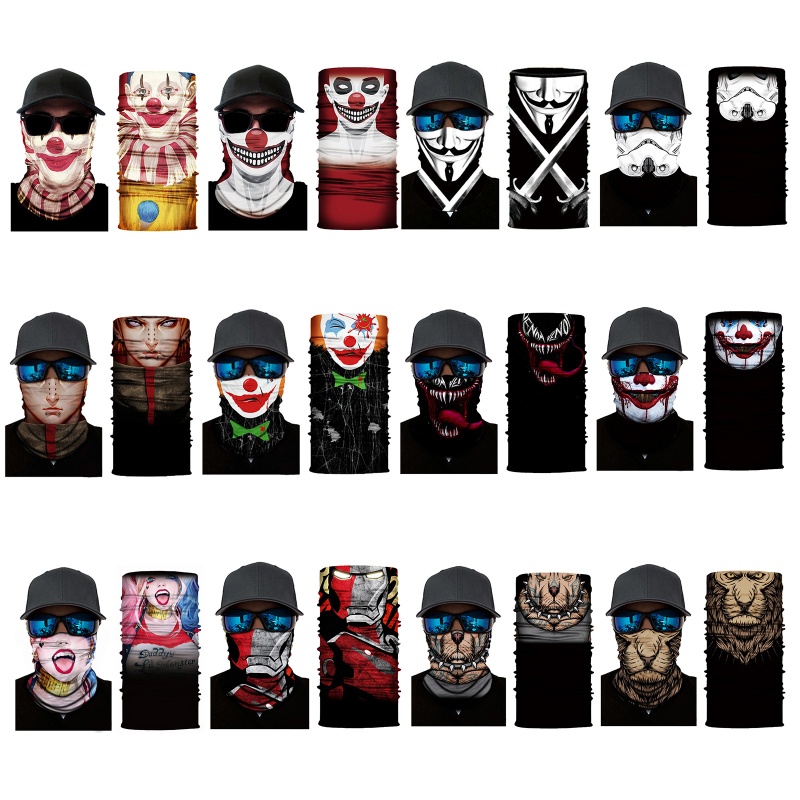 Wmmb Băng Đô Dạng Ống Che Mặt Và Cổ Chống Gió Chống Nắng In Hình Chú Hề Đáng Sợ Liền Mạch Ma Thuậ