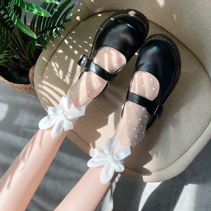 Vớ Sợi Pha Lê Trong Suốt Phối Tai Thỏ Phong Cách Lolita