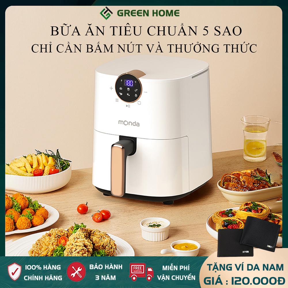 Nồi chiên không dầu Monda 4.5L công nghệ Nhật Bản - 6 chế độ chiên nướng tiêu chuẩn - Màn hình cảm ứng - Bảo hành 2 năm