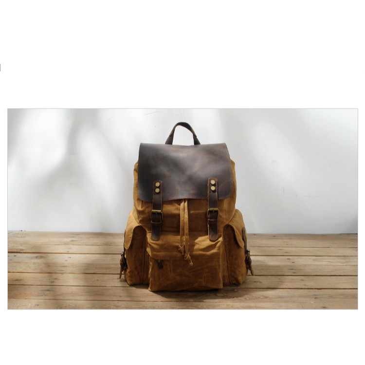 Balo canvas HUTALEATHER vải bố bền đẹp mix da bò thời trang cao cấp HB3