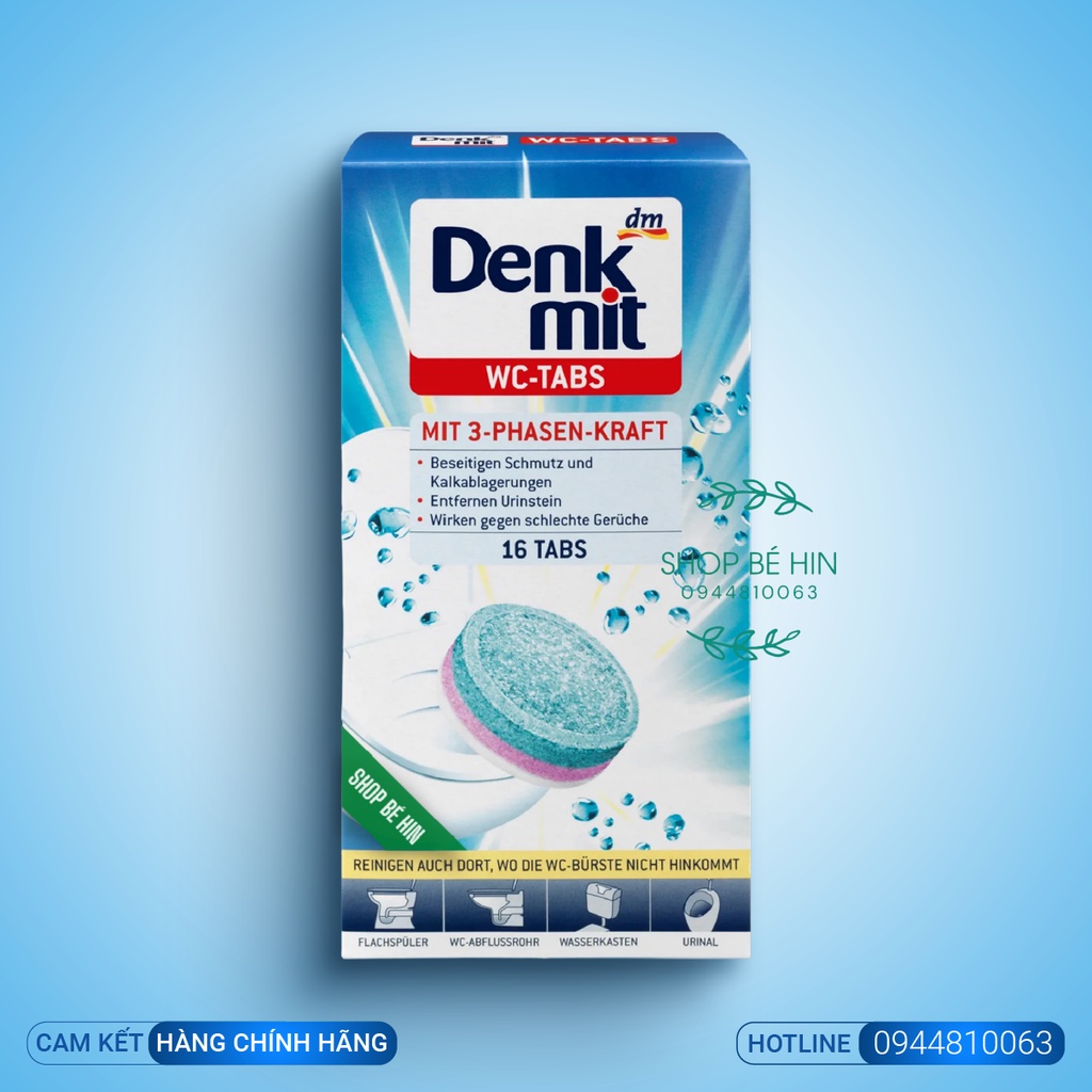 Viên vệ sinh bồn cầu Denkmit, diệt khuẩn, sạch mảng bám, Hàng Đức chính hãng