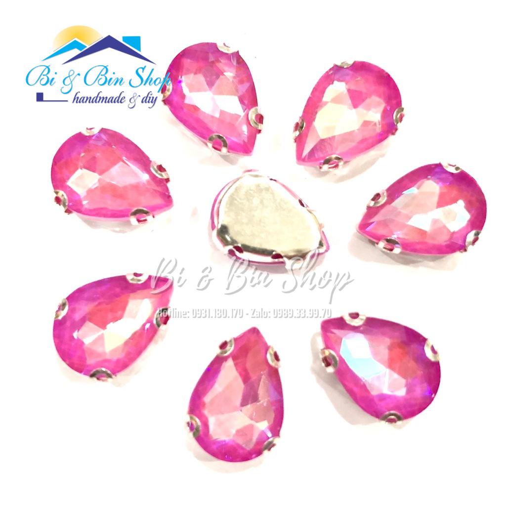 10 Viên Đá Đế Giọt Nước 10x14mm Pha Lê Ánh Cừ Đính Kết Trang Phục Thời Trang, Trang Trí Vương Miện - Bi &amp; Bin Shop