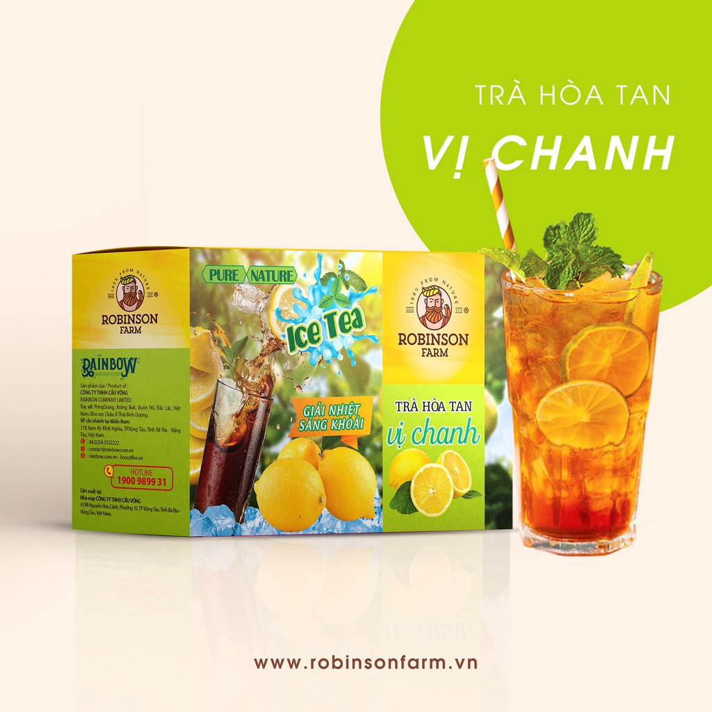 Trà Hoà Tan VỊ ĐÀO - VỊ CHANH - VỊ BÍ ĐAO Robinson Farm 270gr ( 18 túi x 15g ) - Hương vị TRÀ THƠM NGON NHẤT VIỆT NAM | BigBuy360 - bigbuy360.vn