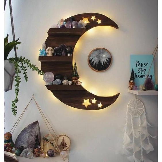 Kệ treo tường trang trí hình ngôi sao bằng gỗ MDF chống ẩm chống xước cao cấp, kệ decor nhiều hình dễ thương