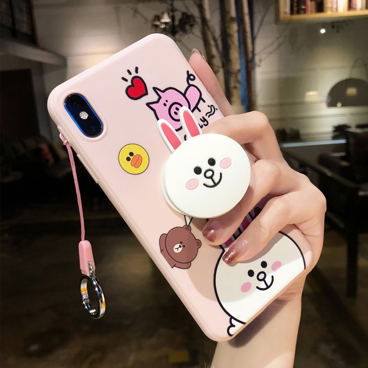 [ IPHONE ] Ốp Lưng Silicon Brown vs Cony (Kèm Giá Đỡ Và Dây Đeo) - B004 | BigBuy360 - bigbuy360.vn