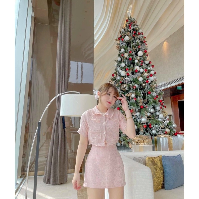 SET BỐ PHỐI DẠ ÁO CRT VÀ CHÂN VÁY CÓ LÓT QUẦN TRONG SIÊU HOT XINH XỈU 3 MÀU SIÊU YÊU