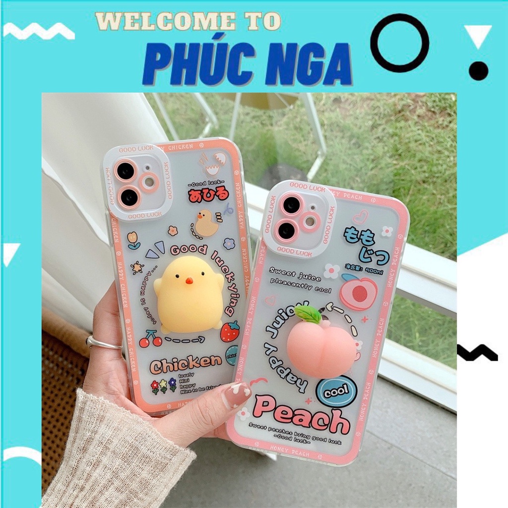 Ốp dẻo gà vàng và trái đào cute iphone 7/8/se 2020/7 plus/8 plus/X/Xs/XS Max/11/11 pro max/12/12 pro max/13/13 pro max