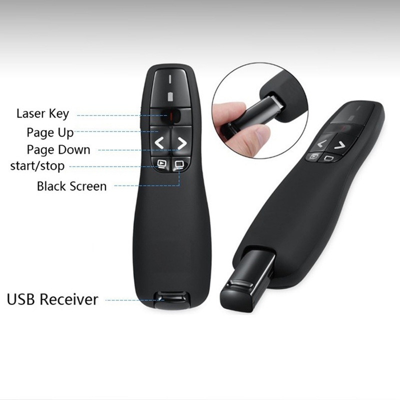 Điều KhiểN Con TrìNh ChiếU Laser Đỏ Không Dây USB 2.4Ghz VớI Con TrìNh ChiếU PowerPoint
