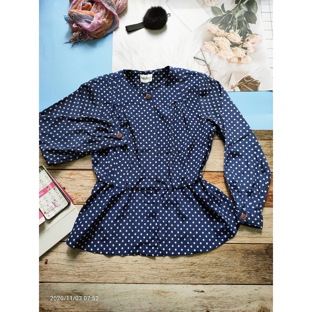 Áo chấm bi tay dài Emilio Perucci size < 55 kgs 2hand