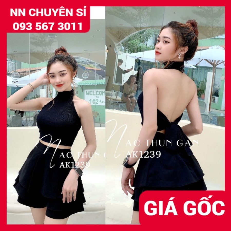 ÁO THUN GÂN CROPTOP HỞ LƯNG ⚡ẢNH THẬT⚡ ÁO THUN GÂN BODY THẮT NƠ SAU ⚡ ÁO BODY CỔ YẾM AK1239