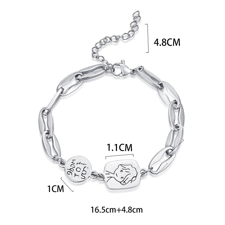 Vòng Tay Mạ Bạc Khắc Chữ Thời Trang Cho Nữ