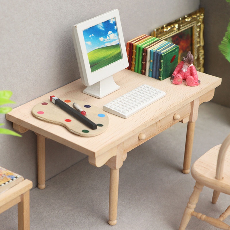 Mô Hình Bàn Đọc Sách Mini Trang Trí Nhà Búp Bê 1 / 12