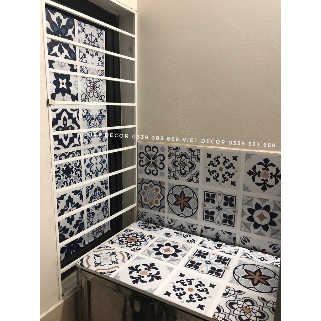 Decal dán bếp - Set 1m dài Decal Gạch Bông họa tiết Đơn giản - Trang trí, Dán tường - Viet Decor | BigBuy360 - bigbuy360.vn
