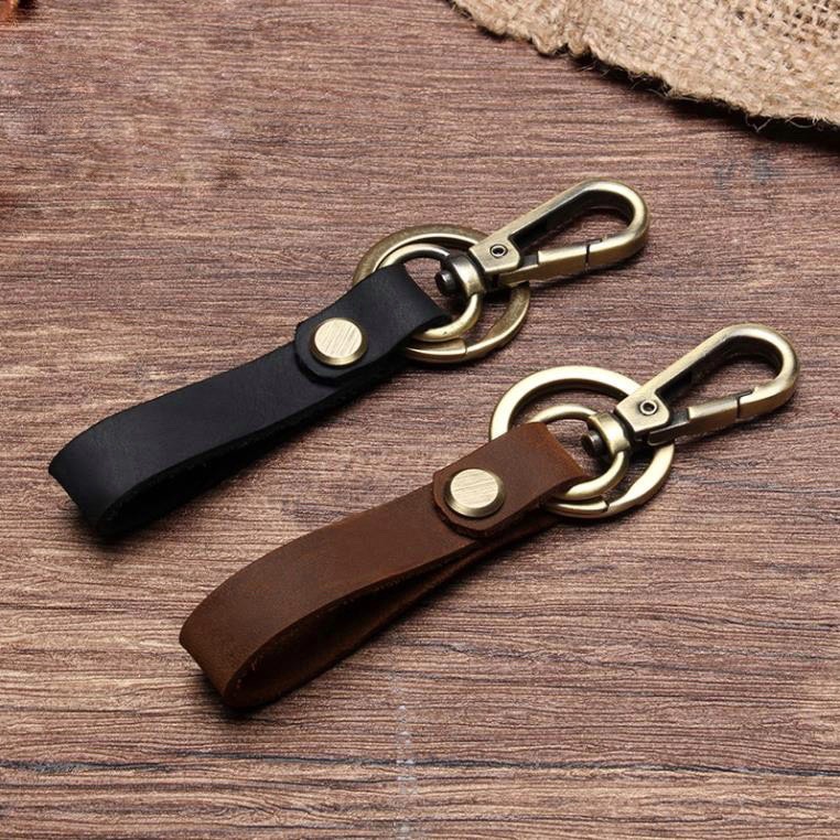 Móc chìa Khoá Da Bò Thật - Handmade 100% - Khoá Đồng _DN5021