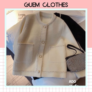 Áo khoác lông hàng Quảng Châu L1 phối viền thời trang nữ - GUEM Clothes