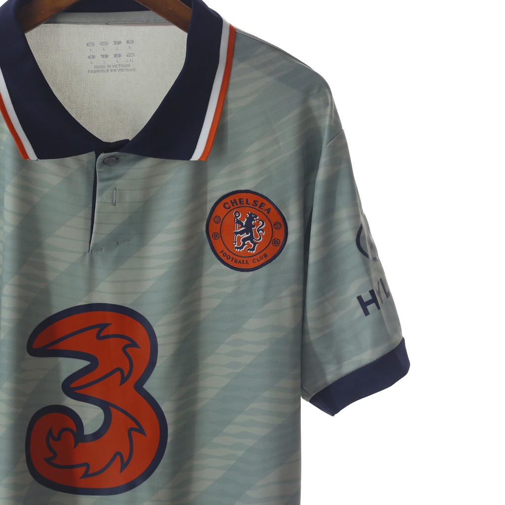 Bộ quần áo đá bóng Chelsea fanmade - set bộ thể thao màu xanh xám cố bẻ tay ngắn form âu Leaguestore