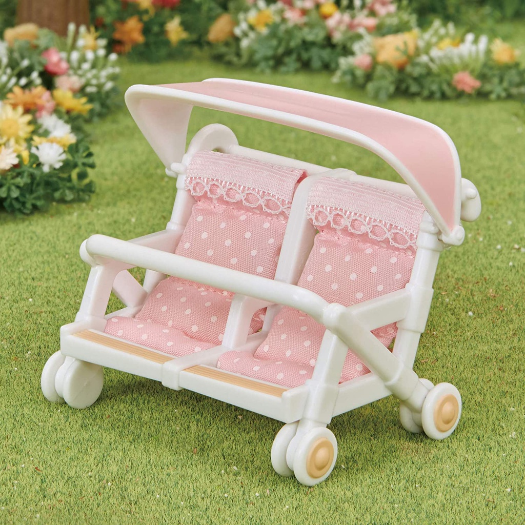 Sylvanian Families Xe Đẩy Em Bé Đôi Double Baby Buggy