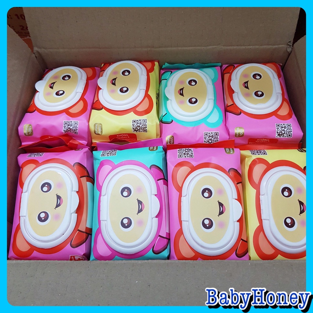 1 Thùng 32 Gói Khăn ướt THIEN PHUC Hình GẤU (Giá Sỉ)