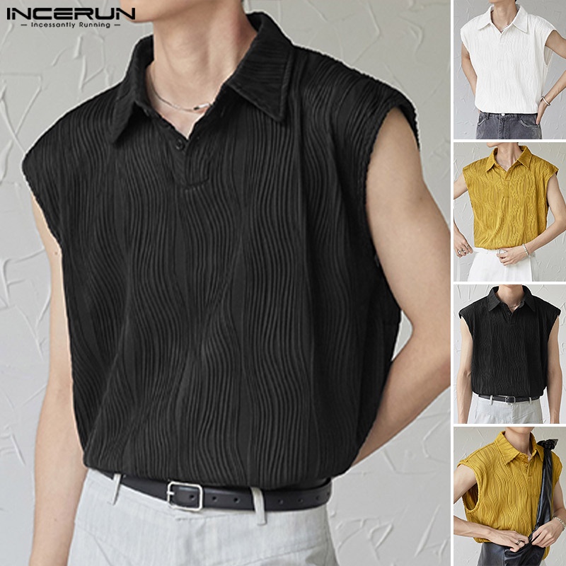 Áo ba lỗ Incerun màu trơn phong cách mùa hè cho nam