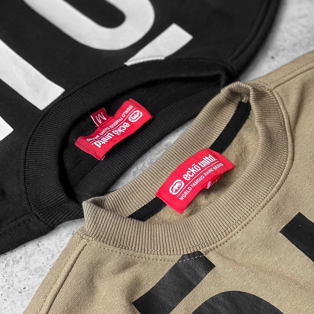 B-tb-Áo thun dài tay ECKO OverTEXTShoulder-Đen/BE