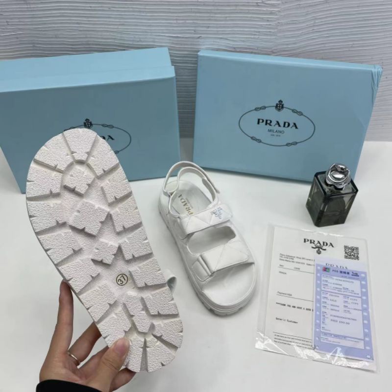 Sandal Học Sinh Prada Quai Dán Da Mềm Êm Fullbox Bill Túi Cao Cấp