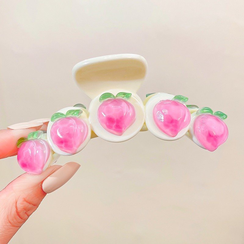 Kẹp Tóc Trong Suốt Trái Đào Ngọt Ngào Phong Cách Hàn Quốc