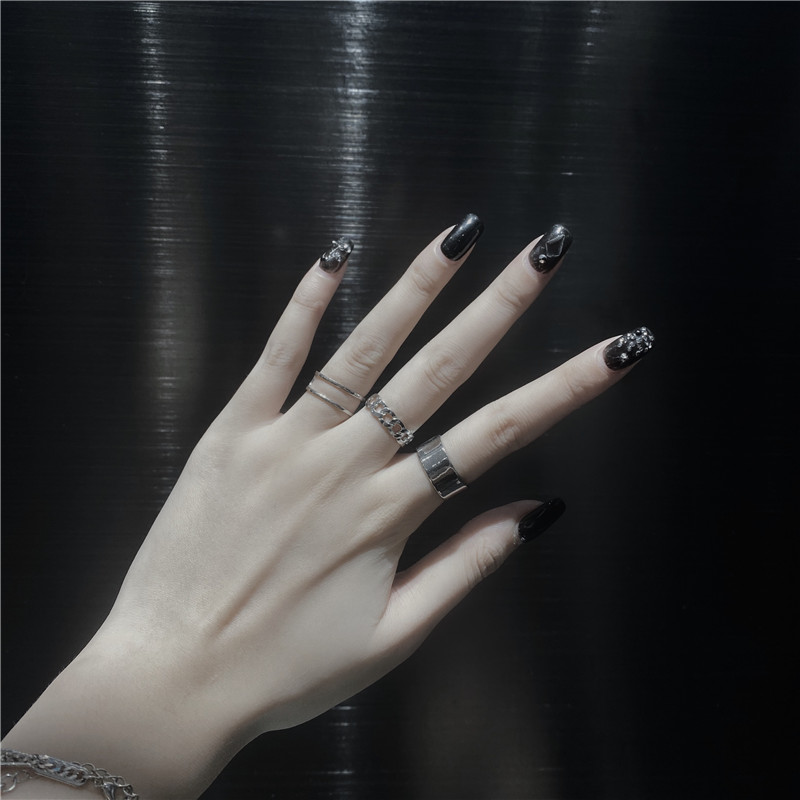 Set Nhẫn Đeo Tay Kim Loại Phong Cách Hip Hop Cho Nam Nữ