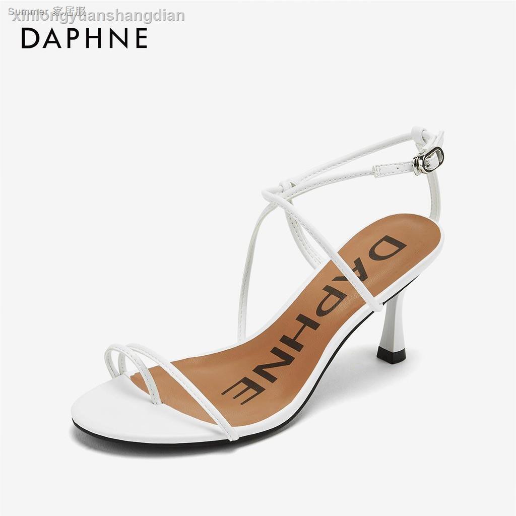 Daphne Giày Sandal Cao Gót Mũi Tròn Phối Dây Đan Chéo Thời Trang Mùa Hè Quyến Rũ