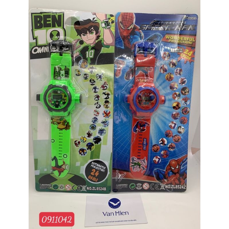 Đồ chơi đồng hồ điện tử ben10, người nhện chiếu 24 hình, mặt đồng hồ nổi 3D | BigBuy360 - bigbuy360.vn