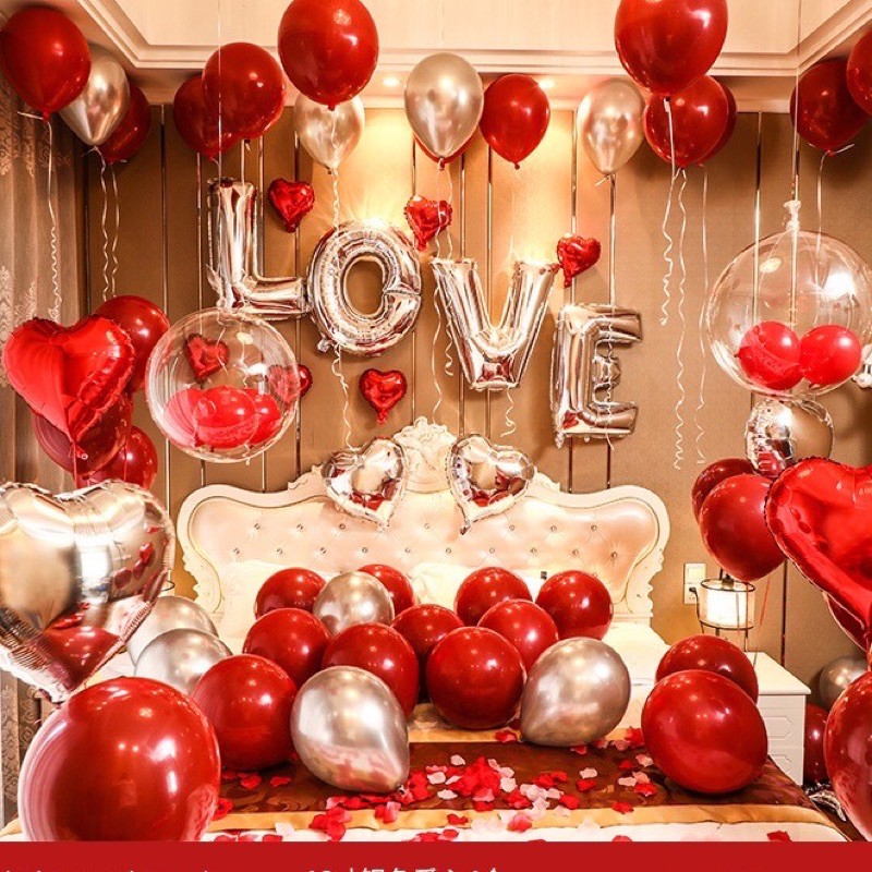 Set bóng cứới happy wedding ( đầy đủ như hình)