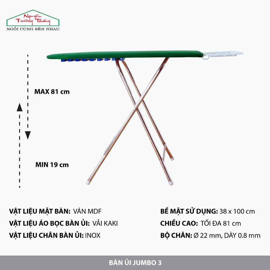 Bàn để ủi quần áo dạng đứng kiểu Jumbo 3 Nguyễn Trường Thắng | Bàn là dạng đứng - Jumbo 3 Ironing board