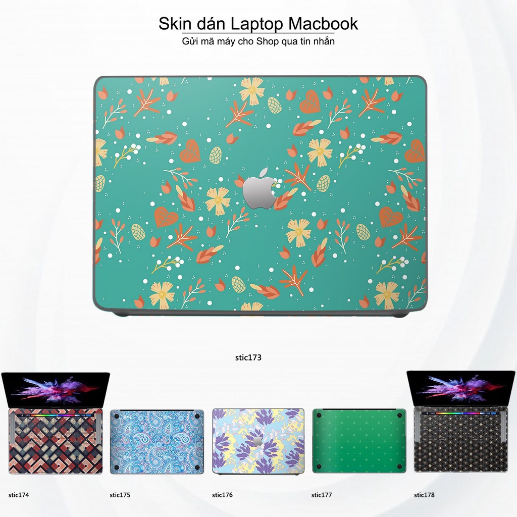 Skin dán Macbook mẫu Hoa văn sticker (đã cắt sẵn, inbox mã máy cho shop)