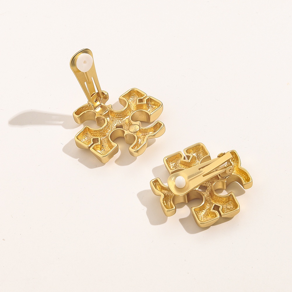 TORY BURCH Khuyên Tai Tròn Khắc Chữ Bằng Thép Titan Thời Trang Cho Nữ