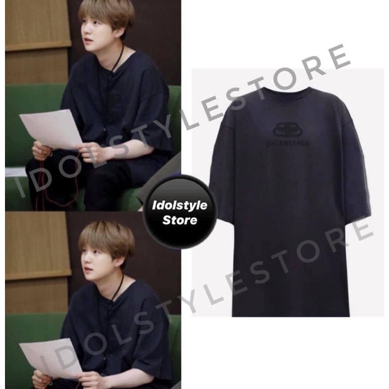 (Quà tặng kèm card BTS) áo phông logo đen của Suga BTS