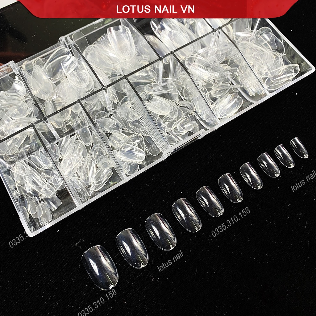 Móng úp tròn, móng úp ovan HSM hộp 500 móng đủ size từ 0-9 cao cấp (tem đỏ)