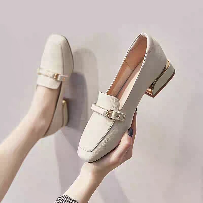 Giày da nhỏ thơm nhỏ của Anh phụ nữ 2021 mới mùa xuân và mùa thu giày đơn đế thấp của phụ nữ giày đế dày một bước đa năn