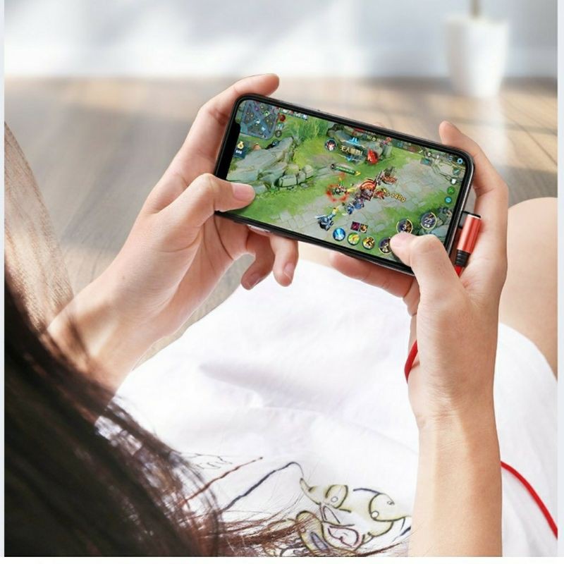 Cáp dây dù iphone chân ngang chữ L giúp chơi game xem phim một cách thoải mái