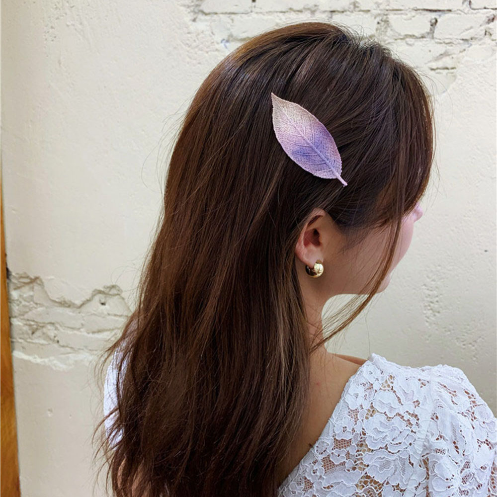 Kẹp Tóc Hình Chiếc Lá Dễ Thương Màu Gradient Sau2Life