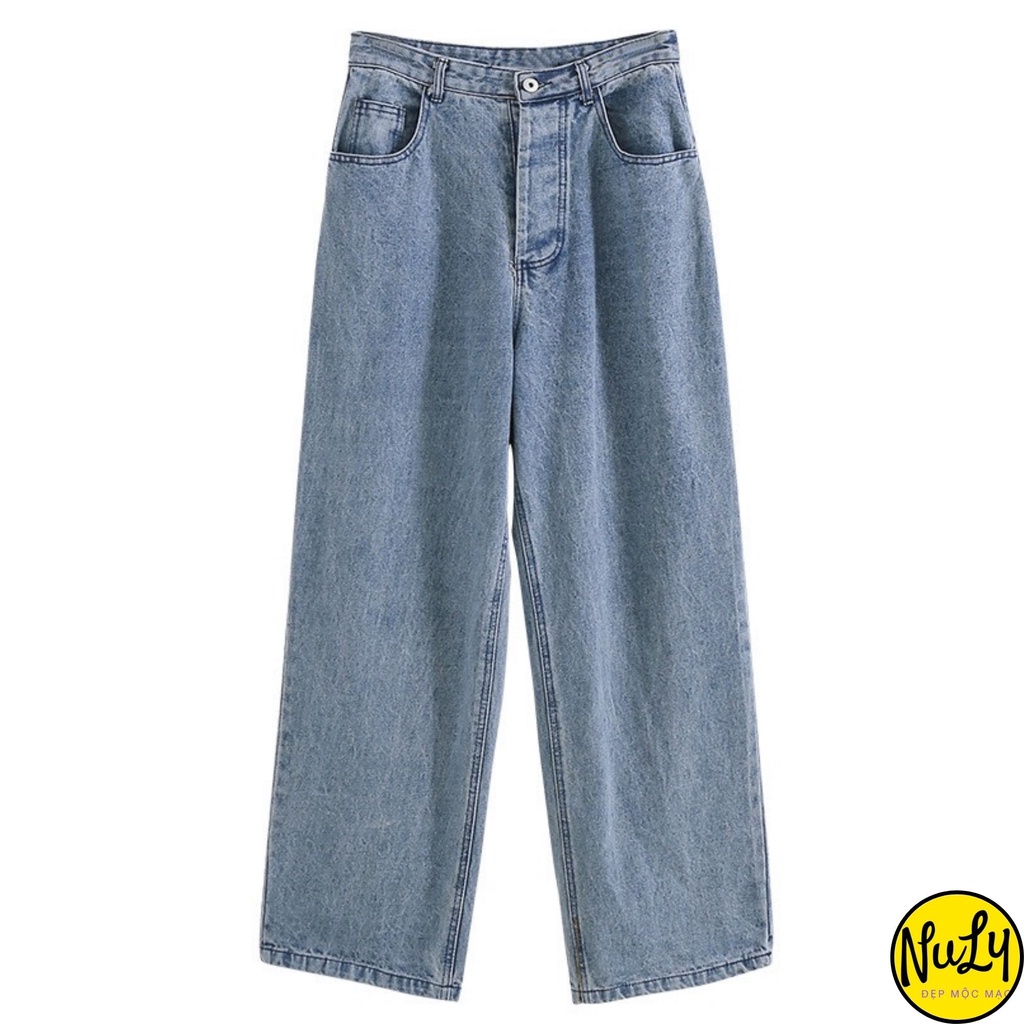 Quần bò nữ ống rộng jean Baggy lưng cao phong cách Ulzzang mặc 4 mùa tiện lợi NULY_21