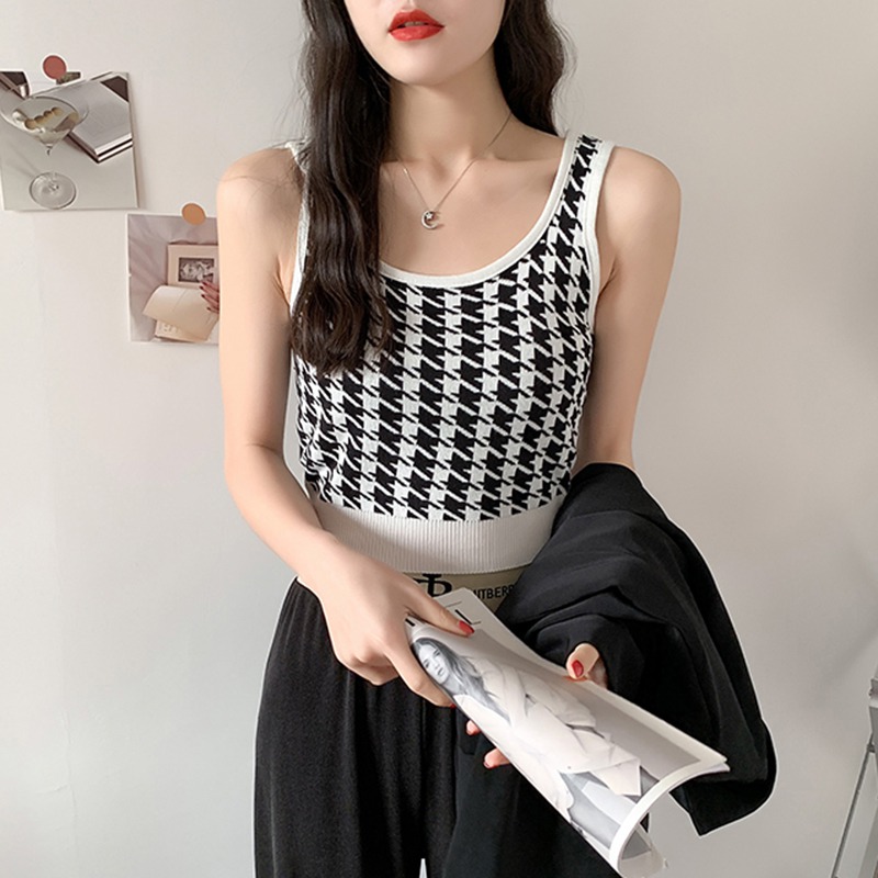 Áo Lửng Hai Dây In Họa Tiết Phong Cách Hàn Quốc Quyến Rũ Dành Cho Nữ