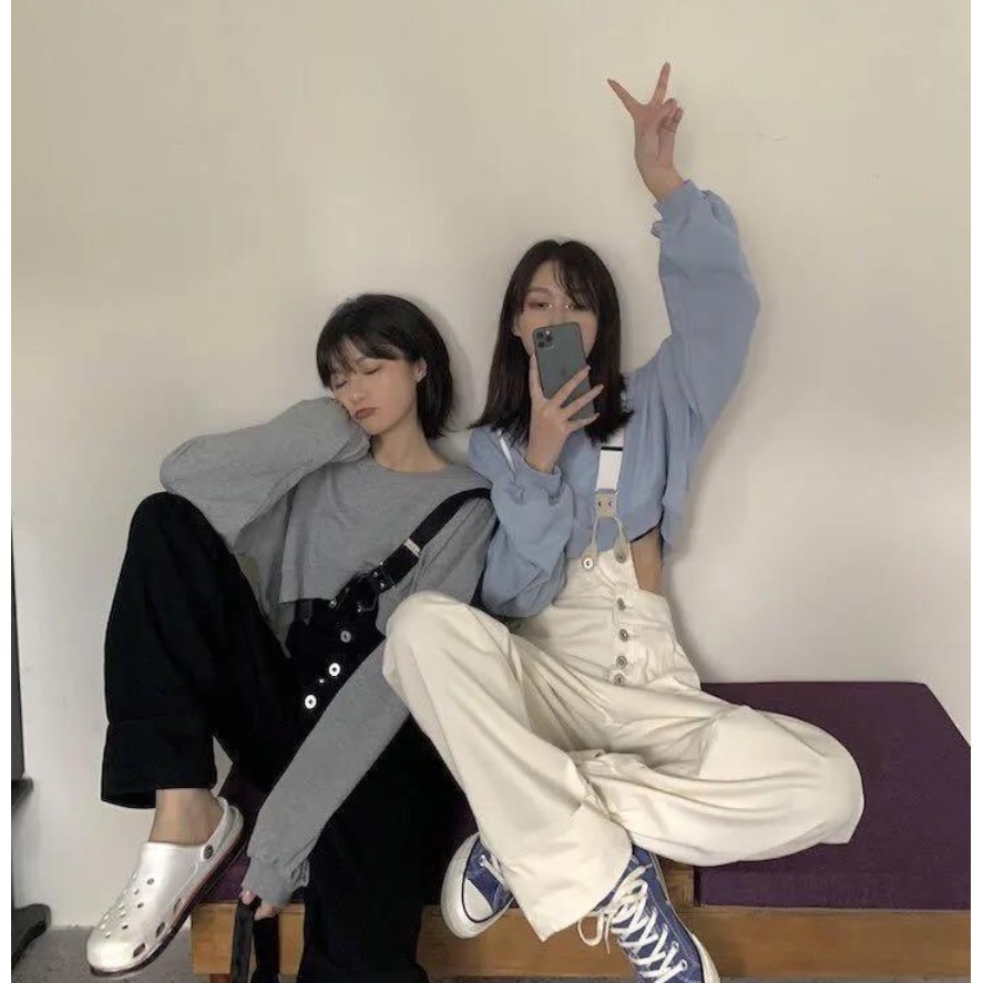 Quần Yếm Dây Denim Ống Rộng Hai Màu Đen Trắng Phong Cách Thời Trang Dành Cho Nữ Hàng Loại 1 Chất Đẹp