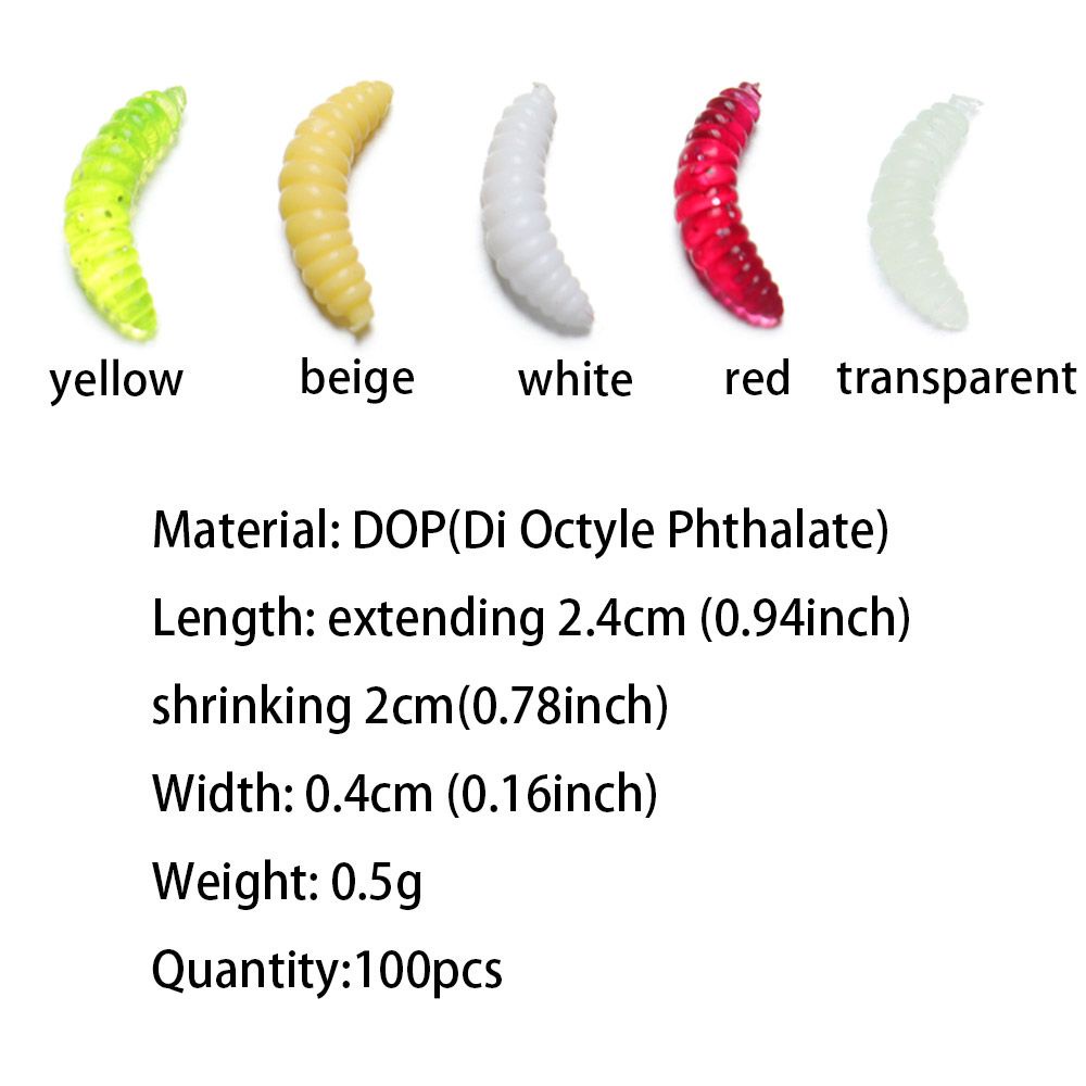 Set 100 Mồi Giả Mềm Thu Hút Câu Cá 2.4cm